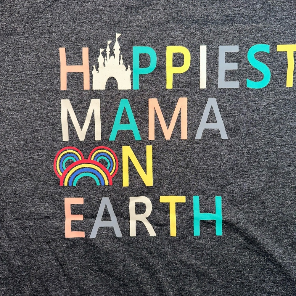 Disney Happiest Mama on Earth Women’s‎ XL T-Shirt Gray unbranded EUC - Picture 3 of 3
